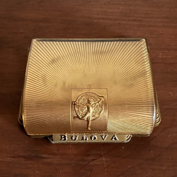 💫✨BULOVA Authentic Gold Art Deco Luxury Watch Compact Case Jewelry Box💫✨ - Picture 3 of 10